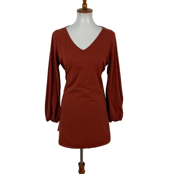 Elegantees Womens Dress Large Burnt Orange Long Sleeve Midi Fall - Picture 1 of 6